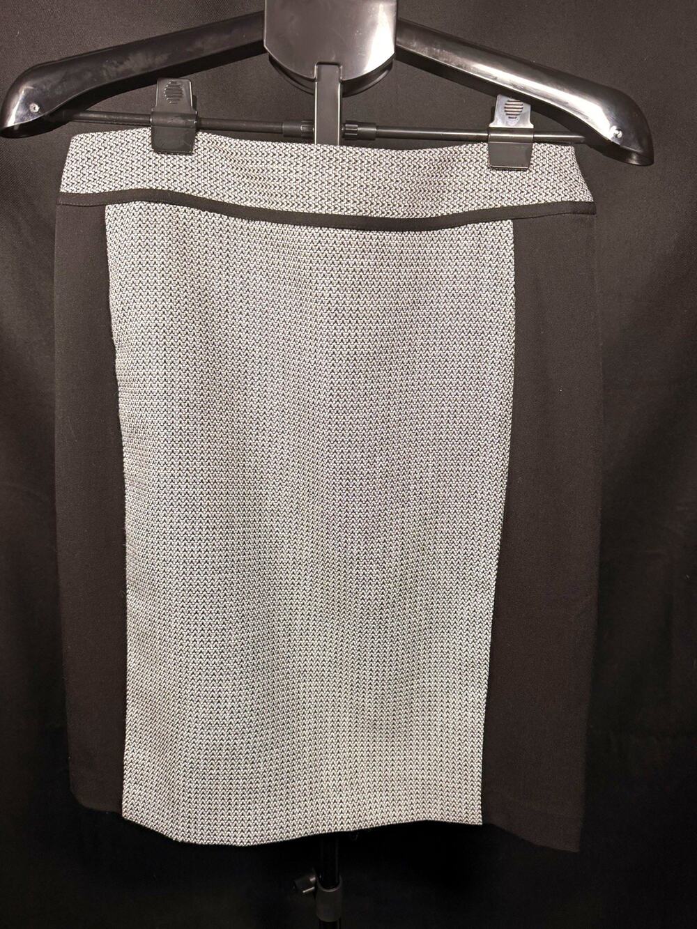 White House Black Market Black White Houndstooth Tweed Pencil Skirt Slit 6